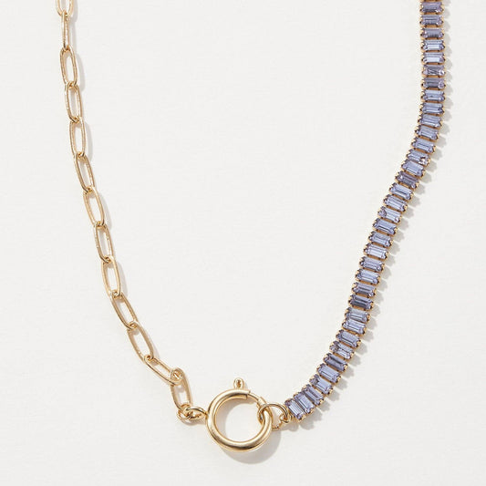Half Crystal Half Paperclip Short Necklace
