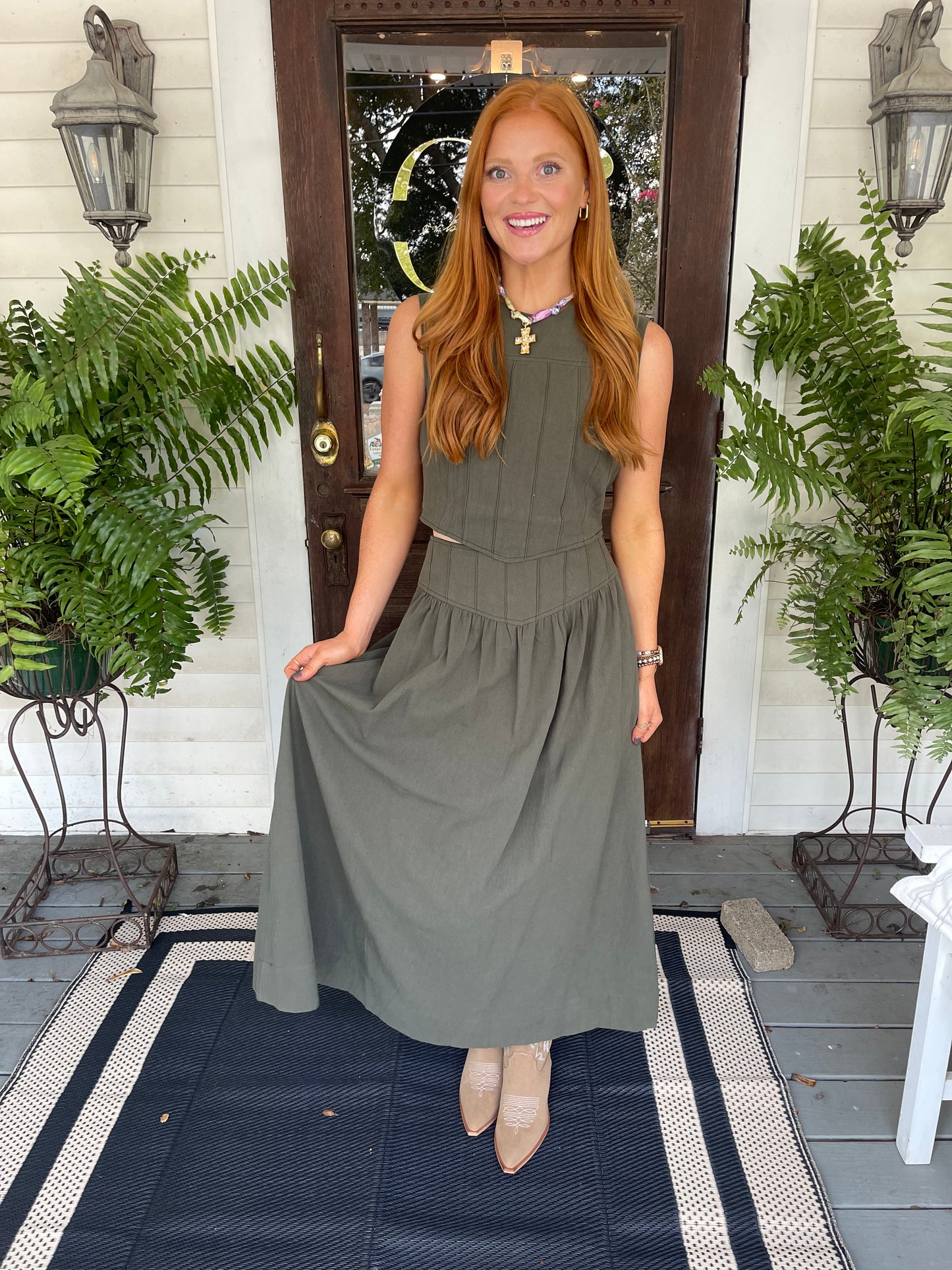 Olive Sleeveless Set