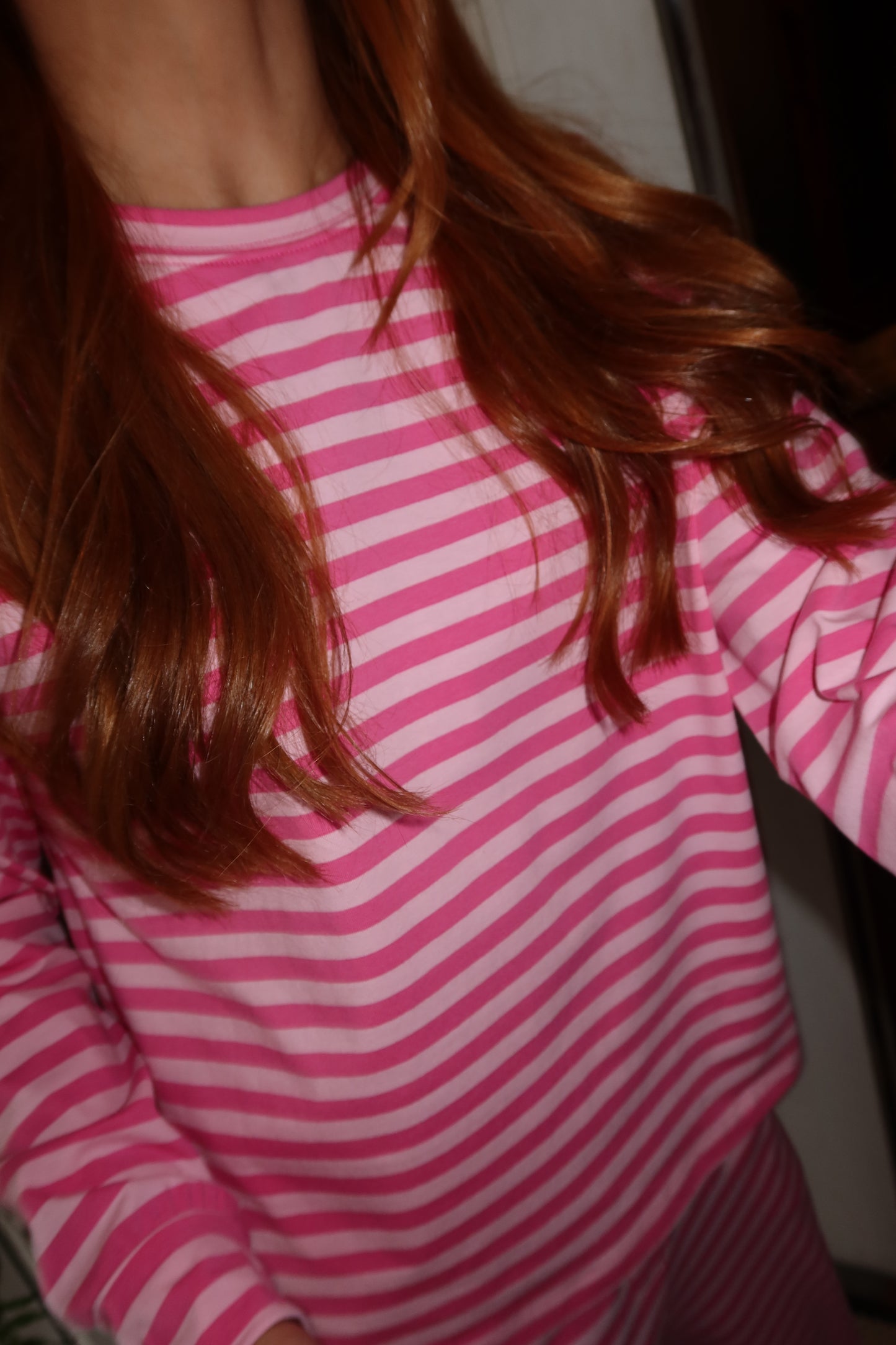 Pink Rose Stripped Pajama Set