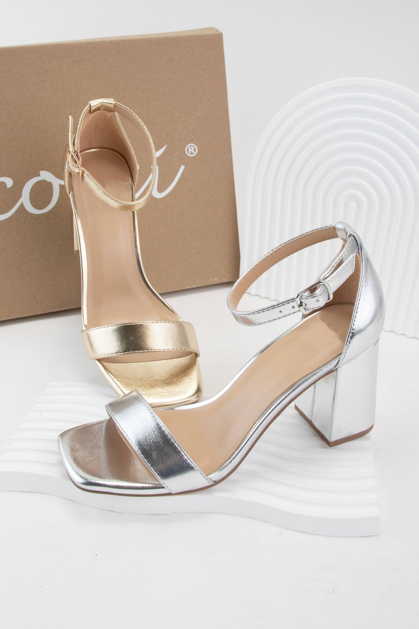 Silver Block Heel