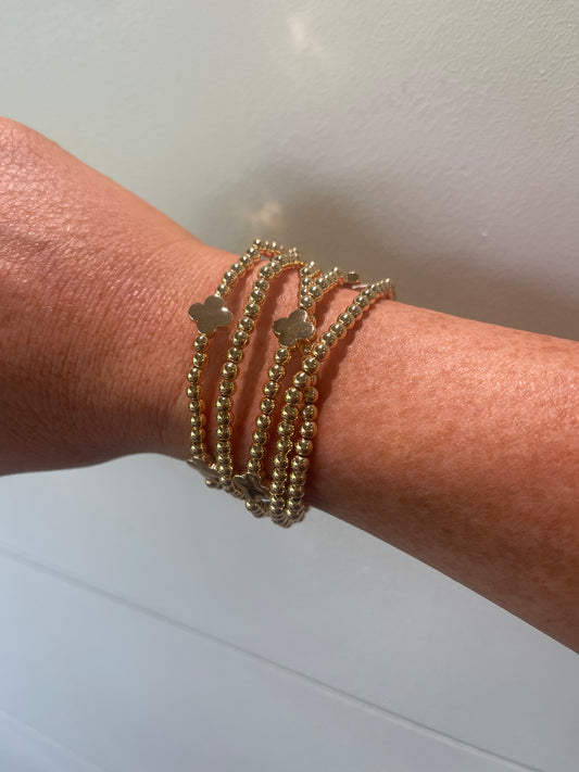 Gold 5 Row Clover Bracelet
