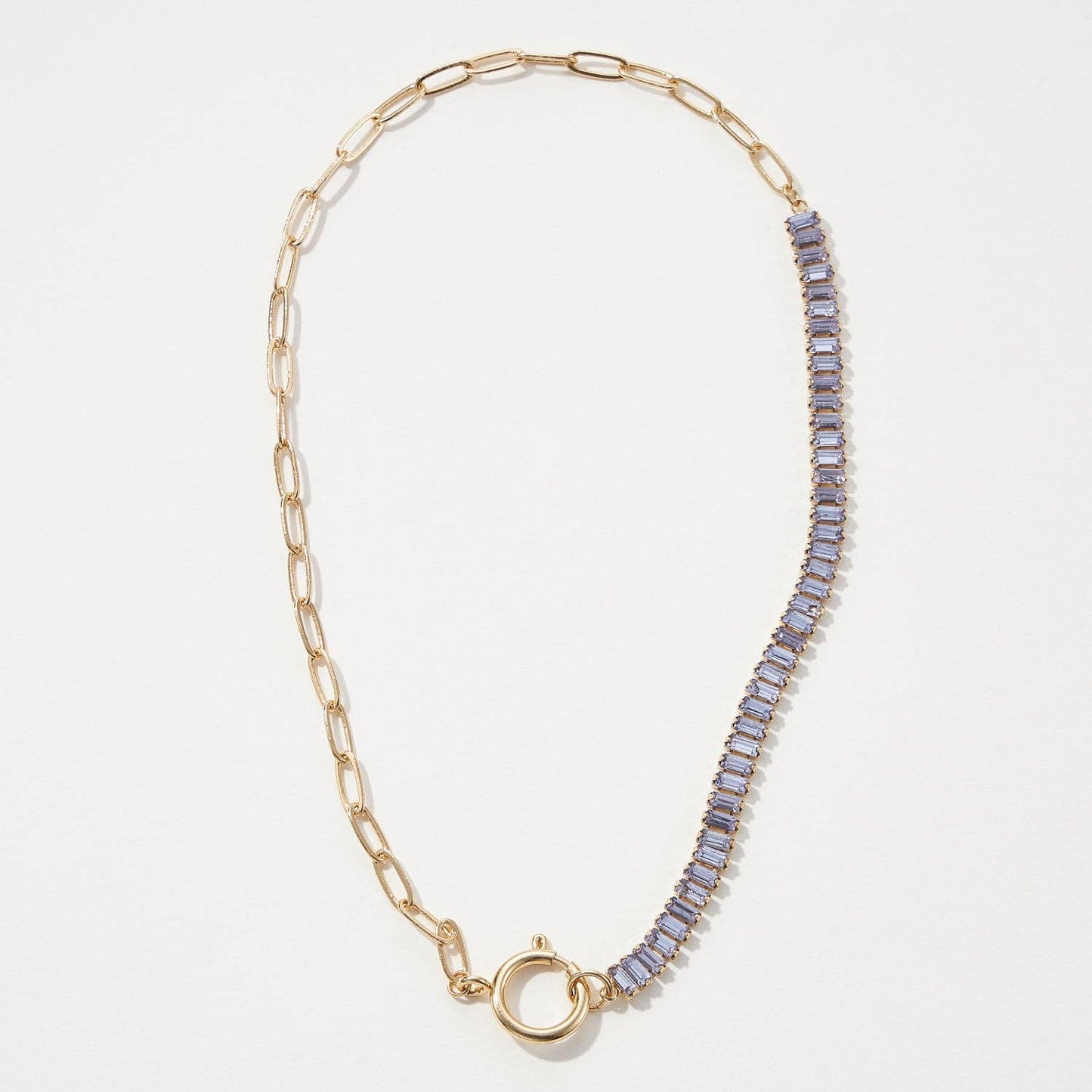 Half Crystal Half Paperclip Short Necklace