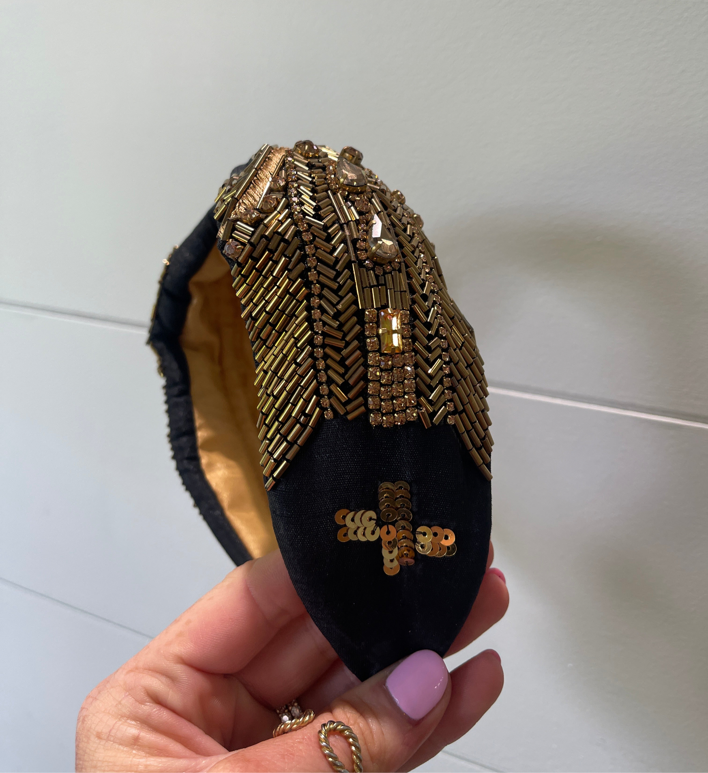 Cross & Beaded Headband