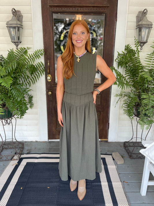 Olive Sleeveless Set