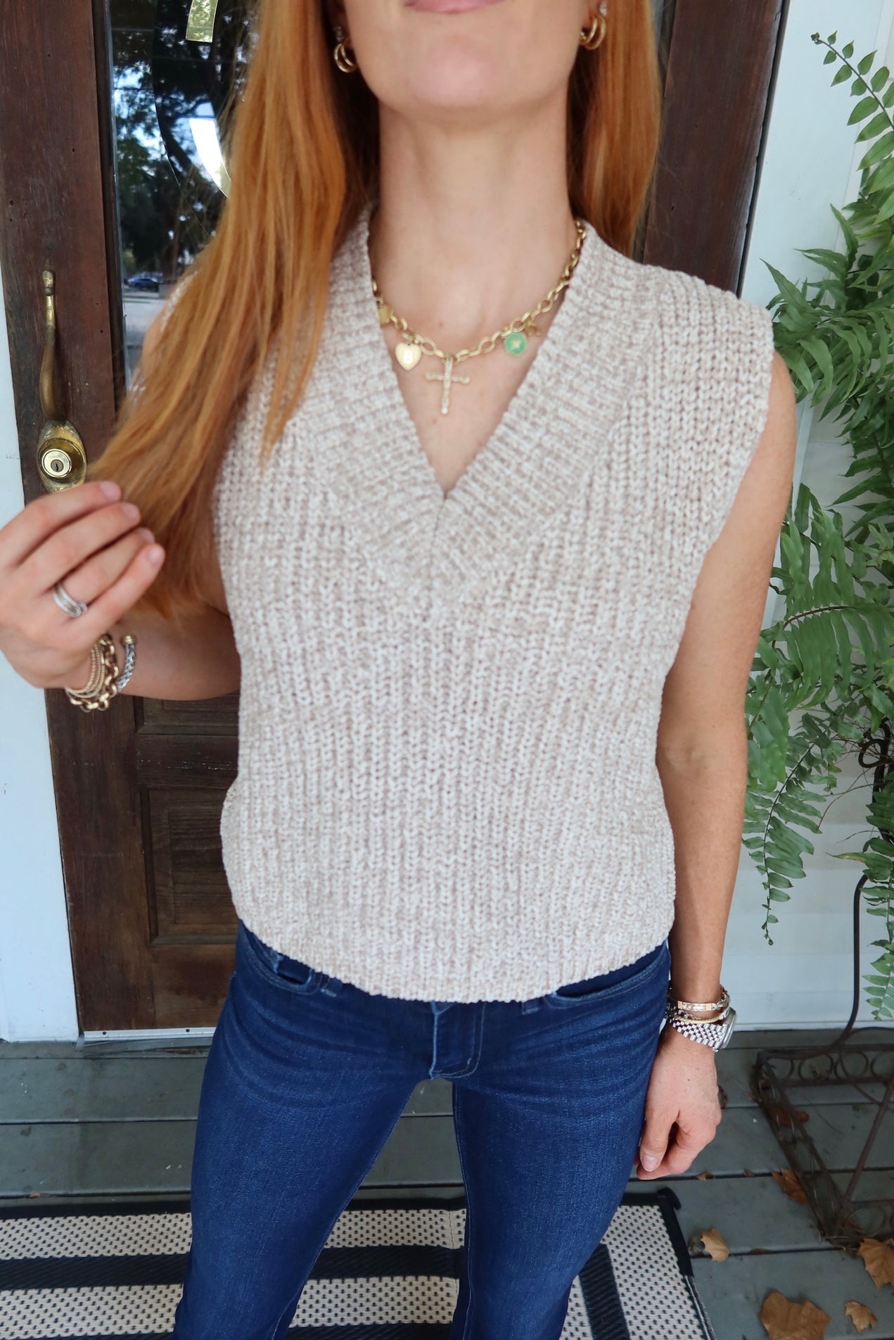 Two Tone Chenille Sleeveless Top