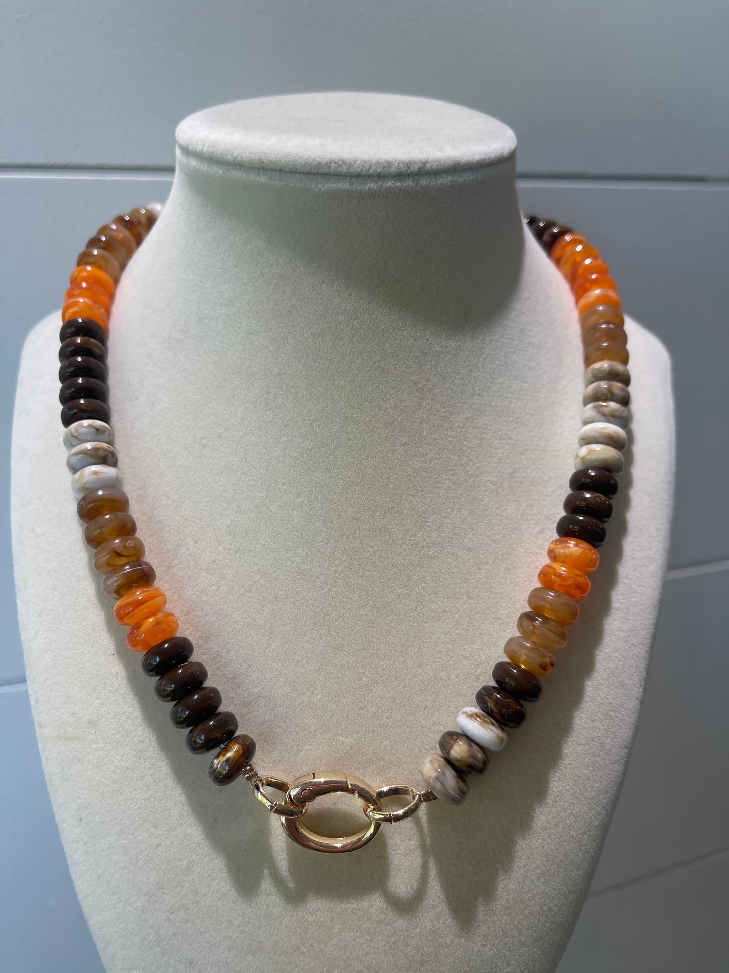 Brown Knotted Beaded Necklace