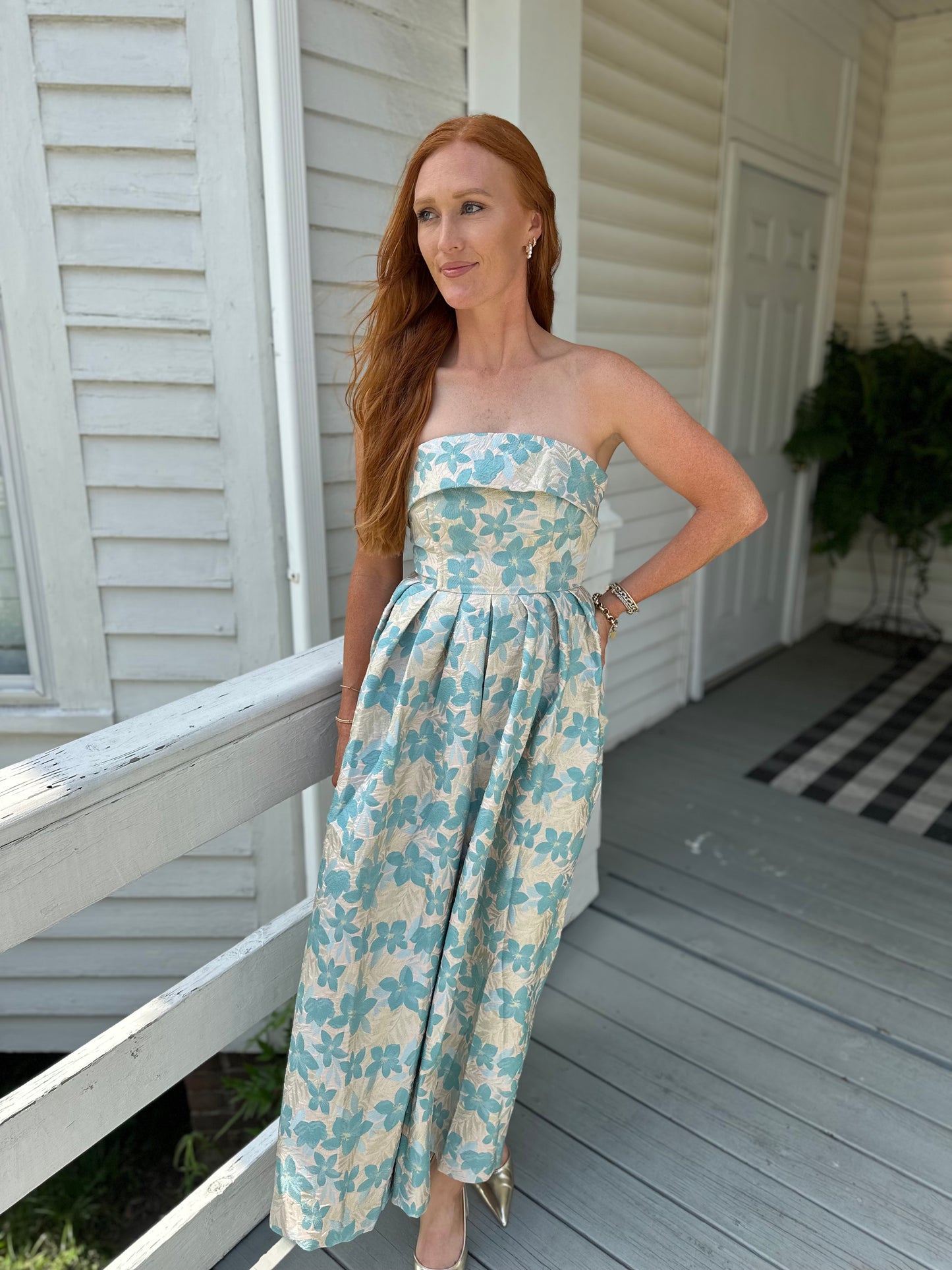 Sea Green Jacquard Tube Midi Dress
