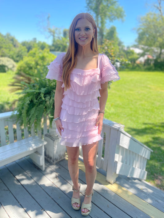 Bubblegum Ruffle Mini Dress