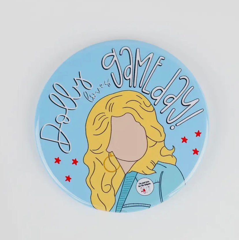 Blue Dolly Loves Gameday Button