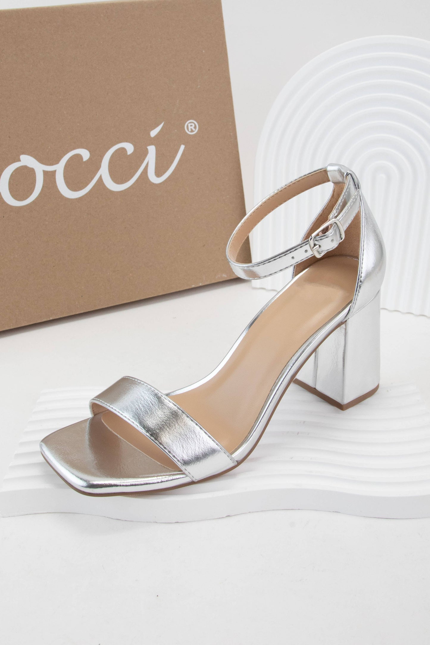 Silver Block Heel