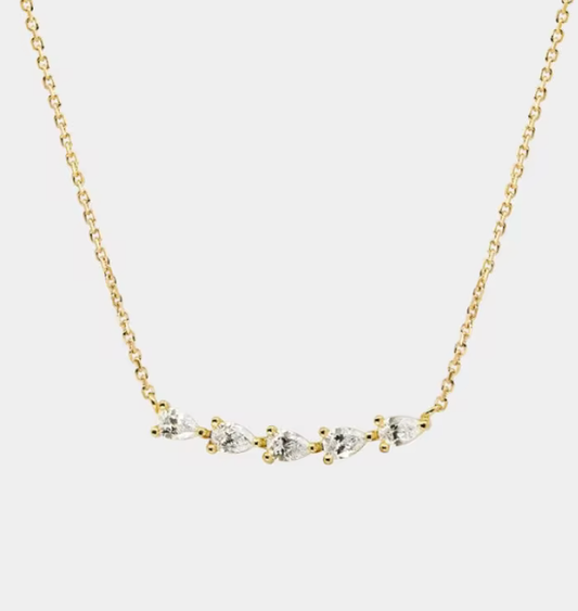 Solitaire Collection- Steel 14K gold Necklace-layering 